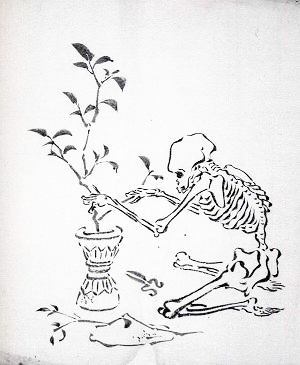 「花を活ける骸骨」
